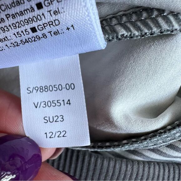 Athleta Brooklyn Textured Ankle Pant City Stripe Black/Sea Grey Size 14P - Picture 15 of 16